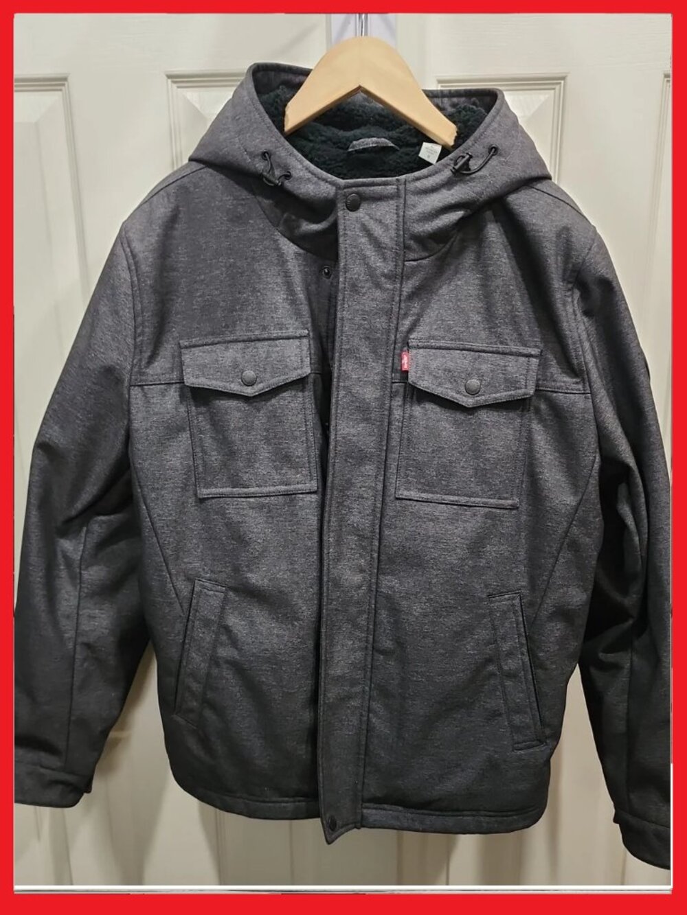 Levi's Men's Hooded Jacket in Charcoal Gray